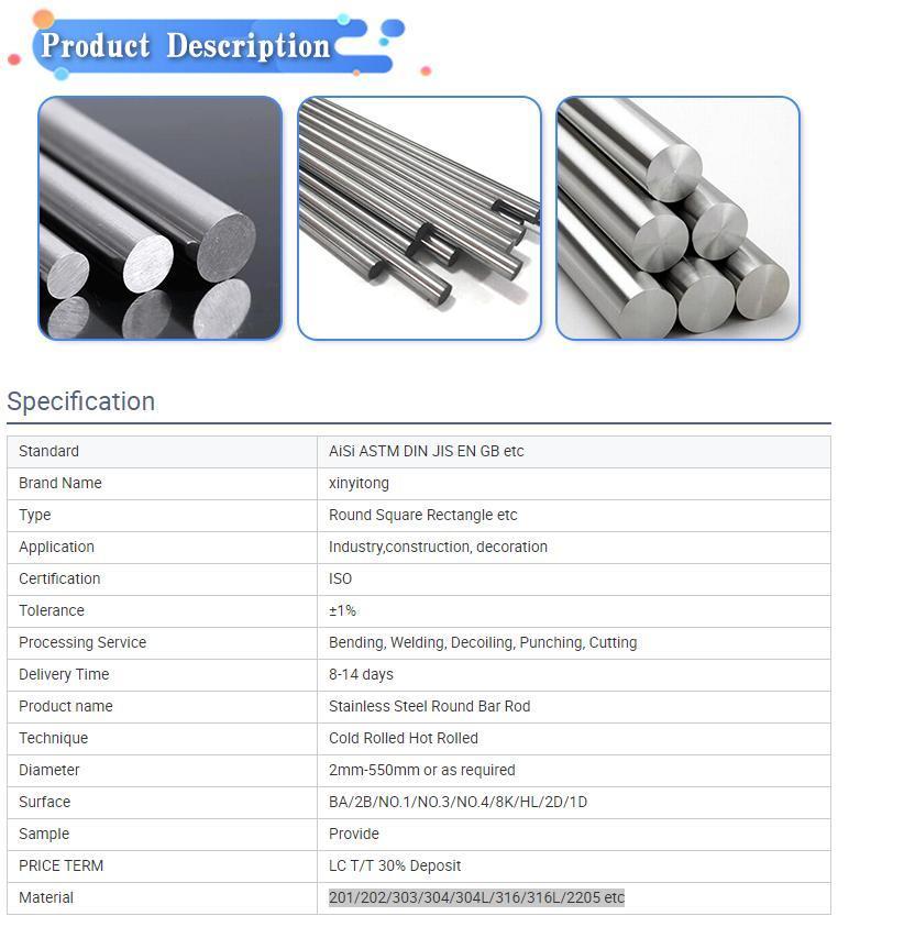 1.3255 1.7725 Iron Stainless Steel Billets Round Bar Rod Price