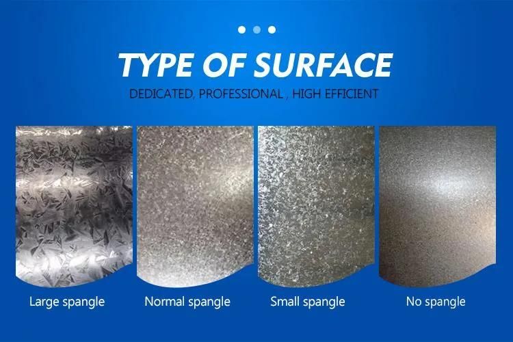 24/26/28/30/32/35 Gauge Hot Dipped Cold Rolled Regular Spangle Z40/60/80/150/275g Galvanized Zinc Coated Steel Zinc Coating Iron Sheet Gi Metal Roofing Sheet
