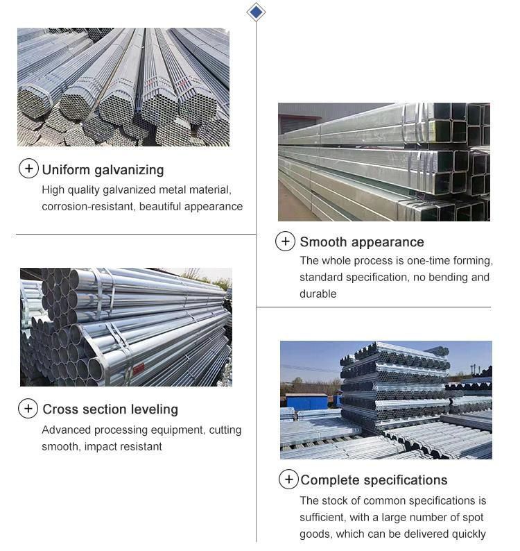 China Manufacturer ASTM Z275 Iron Square Galvanized Steel Pipe Tube