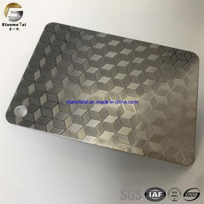 Ef211 Sample Free Decoration Projects Door Panels Silver Cube Style Stamped Stainless Steel Plates