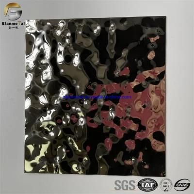 Ef149 Whole Selling Hotel Villa Wall Ceiling Project Cases Water Ripple 3D Panel Silver Mirror Stainless Steel Sheets