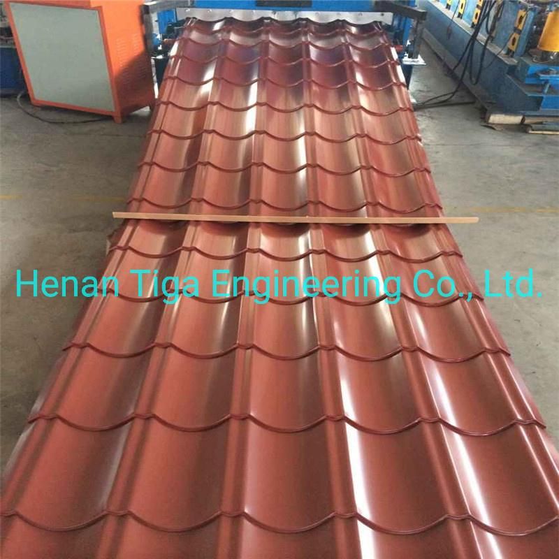 Chile 980mm Ral8012 Az80g Red Black Color Matt Steel Corrugated Prepainted Roofing Sheet