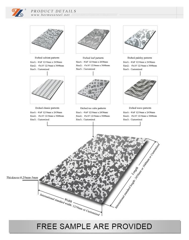 Chemical Etching Color Stainless Steel Sheet for Ceiling Construction