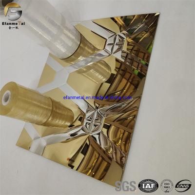 Ef245 Original Factory Hotel Decoration Clading Panels 0.8mm Double Color PVD Plating Embossing Stainless Steel Sheets