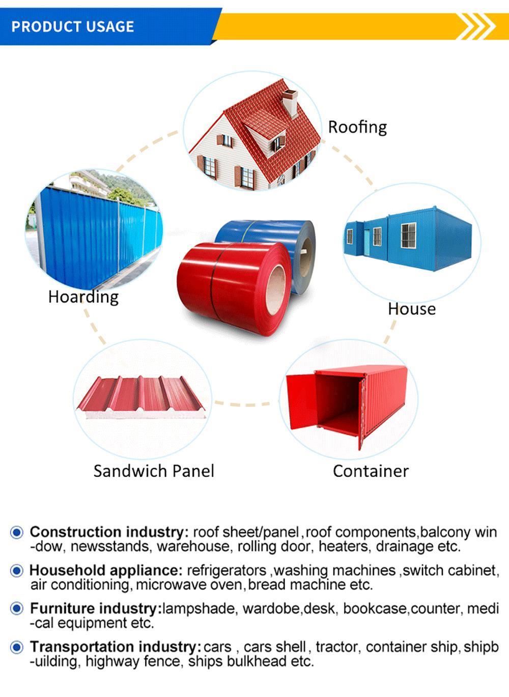 PPGI Coils, Color Coated Steel Coil, Prepainted Galvanized Steel Coil Metal Roofing Sheets Building Materials in China