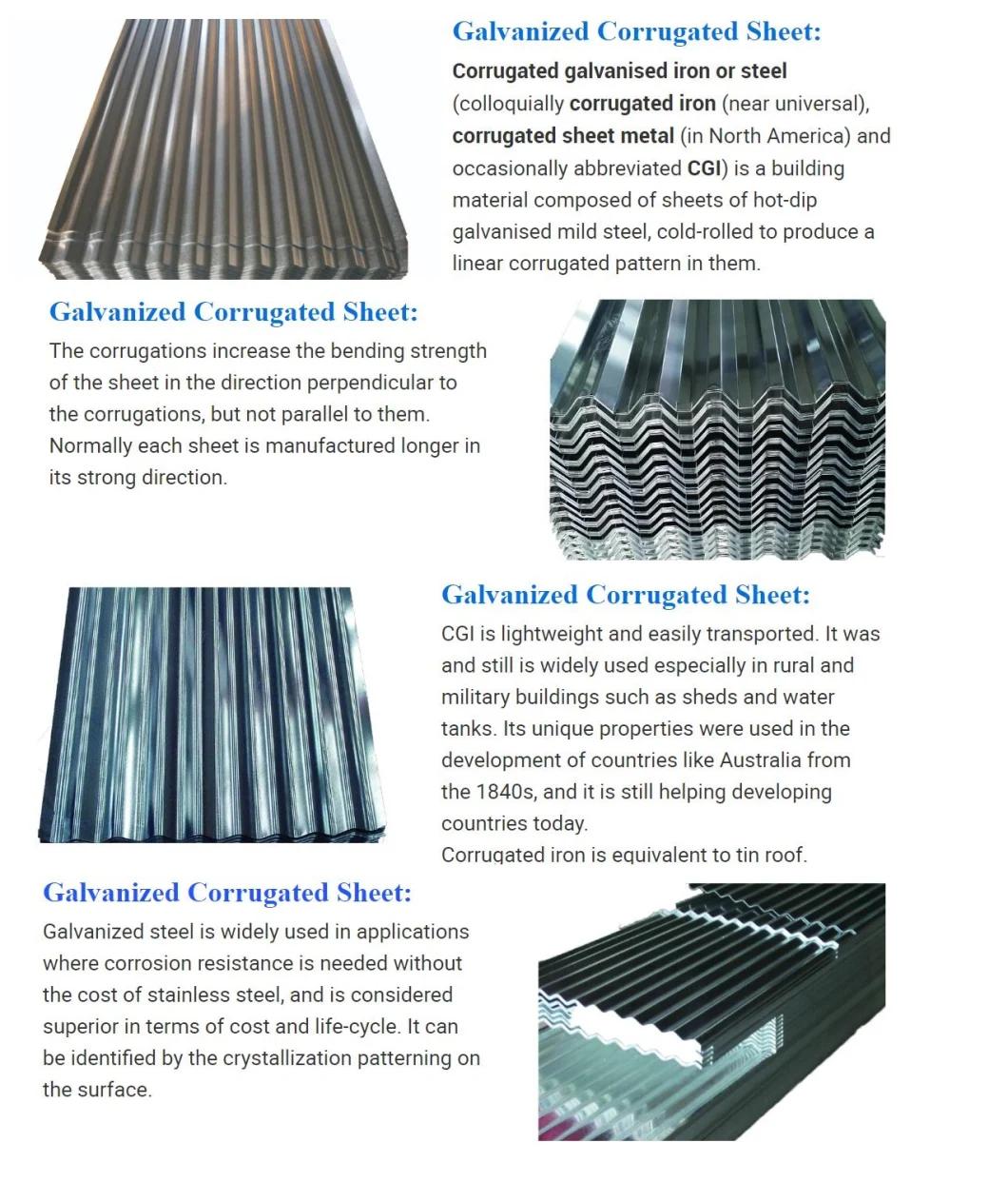 China Exporting Z40-Z180g High Quality Gi/Galvanized Corrugated Steel Roofing Sheet