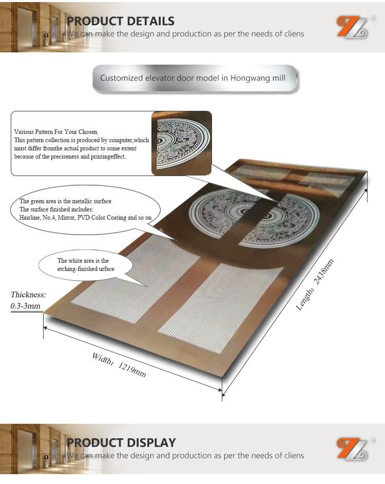 304 Deep Mirror Etched Stainless Steel Plate for Escalator Flooring