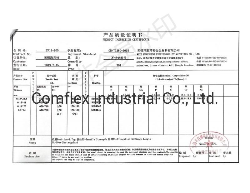 High Precision SUS/AISI 201 / 304 / 316L Cold Rolled Stainless Steel Strip