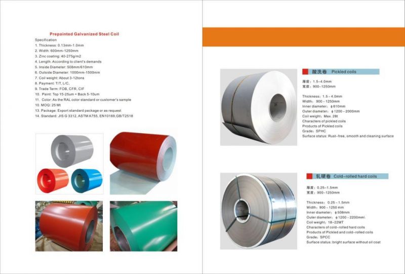 PPGI Galvanized Steel Coil Price SPCC SGCC Dx51d Grade 0.3-4.0mm