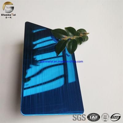 Ef137 Original Factory Hotel Lift Clading Panels 1.0mm 304 Sapphire Blue Hairline Brushed Shiny Stainless Steel Plates