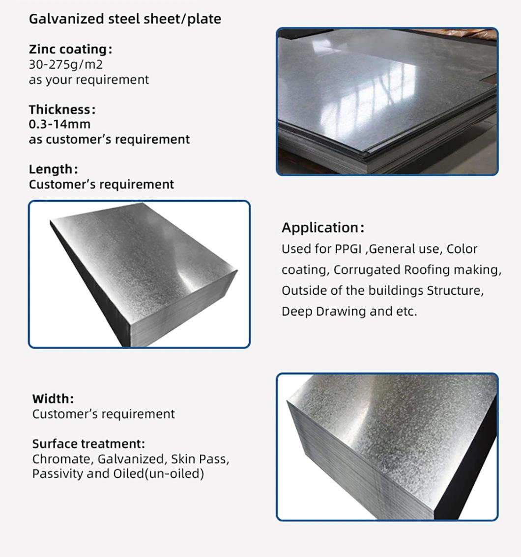 China Supplier Dx51d Z275 Zinc Coated Plate Galvanized Steel Sheet