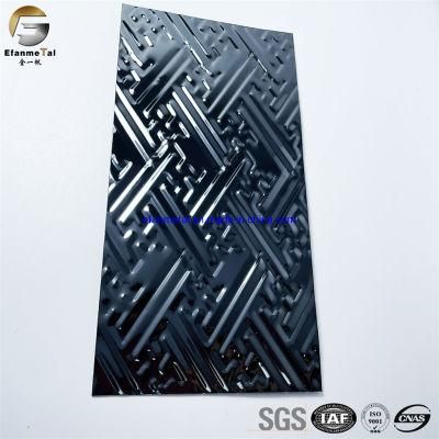 Ef303 Original Factory Hotel Decoration Wall Panels Black Mirror Embossing Stainless Steel Sheets