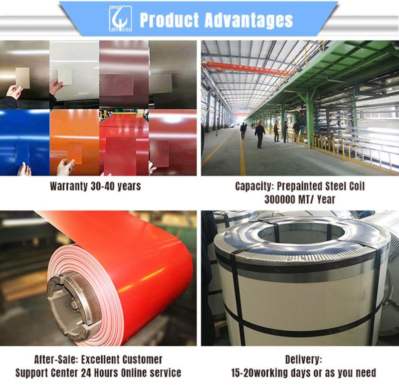 Chromated/Oiled/Anti-Finger/Q195/Q235/Q345/SGCC/CGCC/SGCC/Sgch/600mm-1250mm/PPGI/Color Coated/Prepainted Galvanized Steel Coil for Corrugated Roofing/Coil