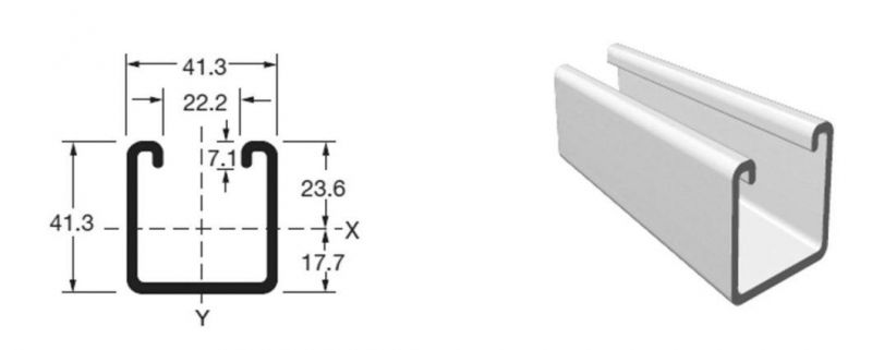 41X41X1.5mm Strut C Channel