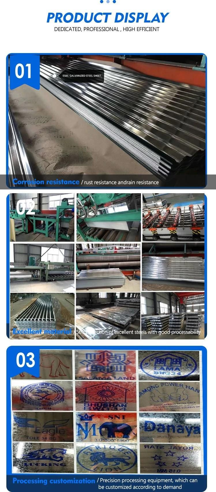 24/26/28/30/32/35 Gauge Hot Dipped Cold Rolled Regular Spangle Z40/60/80/150/275g Galvanized Zinc Coated Steel Zinc Coating Iron Sheet Gi Metal Roofing Sheet