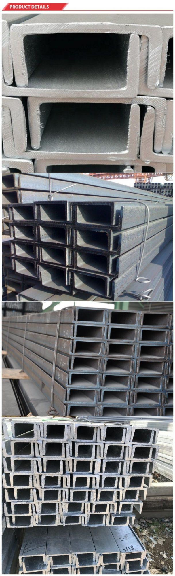 ASTM, JIS, GB, AISI, DIN, BS Q345 Steel Factory Equipment U Channel Steel Sizes I Beam Steel Products C Channel Steel Section Galvanized Steel Channel