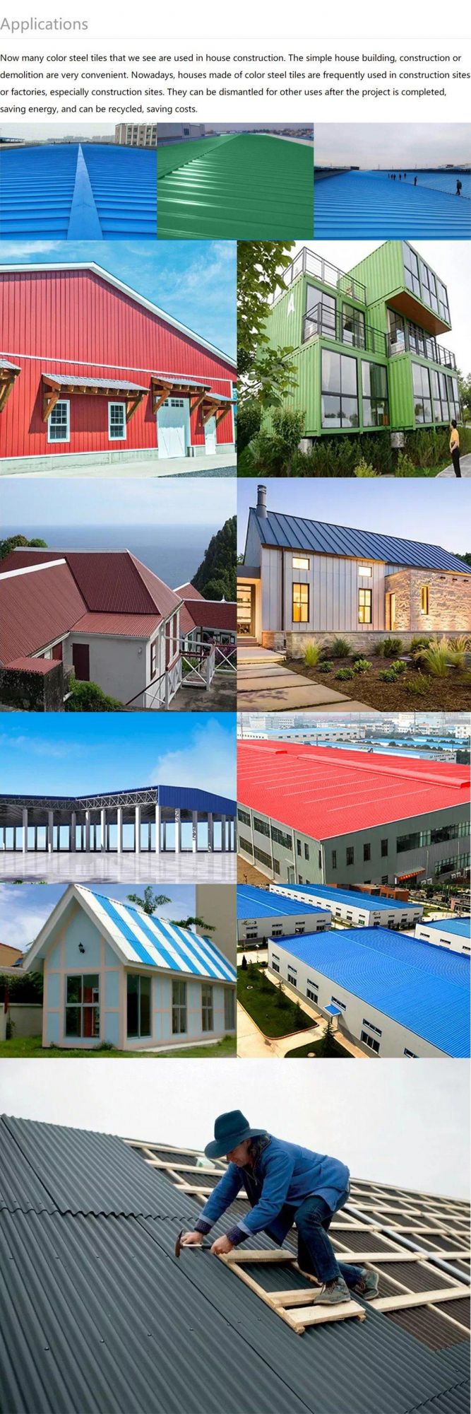 Color Steel Tile Roofing Sheets Steel Iron Hot Industrial Surface Technique Plate Roof
