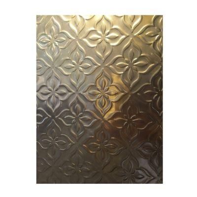 High Standard 1.5mm Thickness 304 316 Stainless Steel 1220*2440mm Gold Color Embossed Pattern Metal Sheet for Wall Decoration