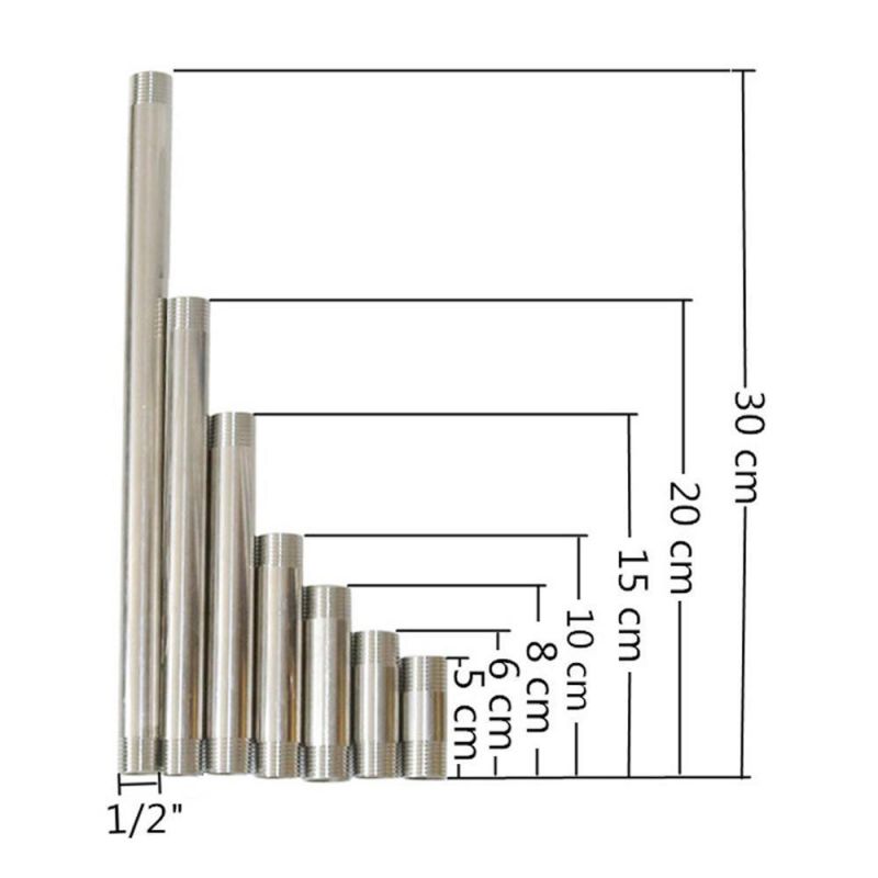 Stainless Steel 1/2 Inch Male Thread Connector Pipe 5/6/8/10/15/20/30cm Shower Rod Extension Tube Water Pipe Adapter