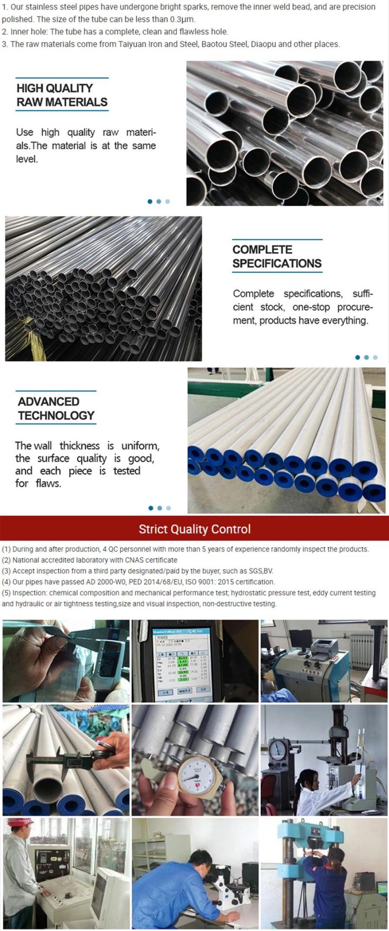 304 304L 316L Mirror Polished Stainless Steel Pipe Sanitary Pipe 321, Stainless Steel Pipe Manufacturer