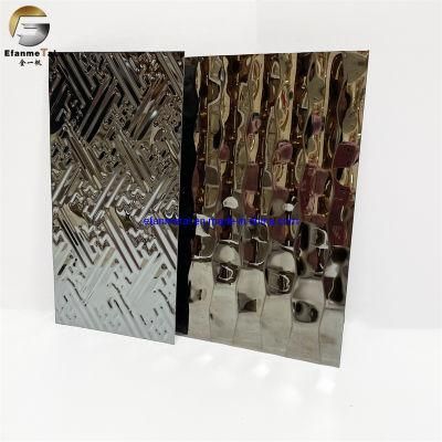 Ef325 Original Factory Sample Free Elevator 304 PVD Price Sapphire Blue Embossing Stainless Steel Decorative Sheets