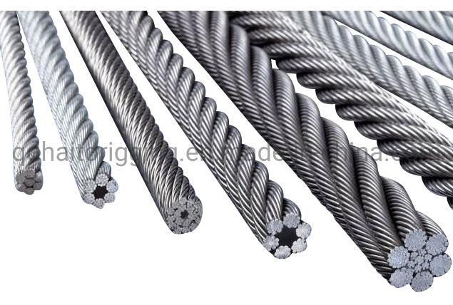 6X7+FC 6X19+FC 7X7 7X19 High Tensile Steel Rope Steel Wire Cable Braided Stranded Steel Wire Rope