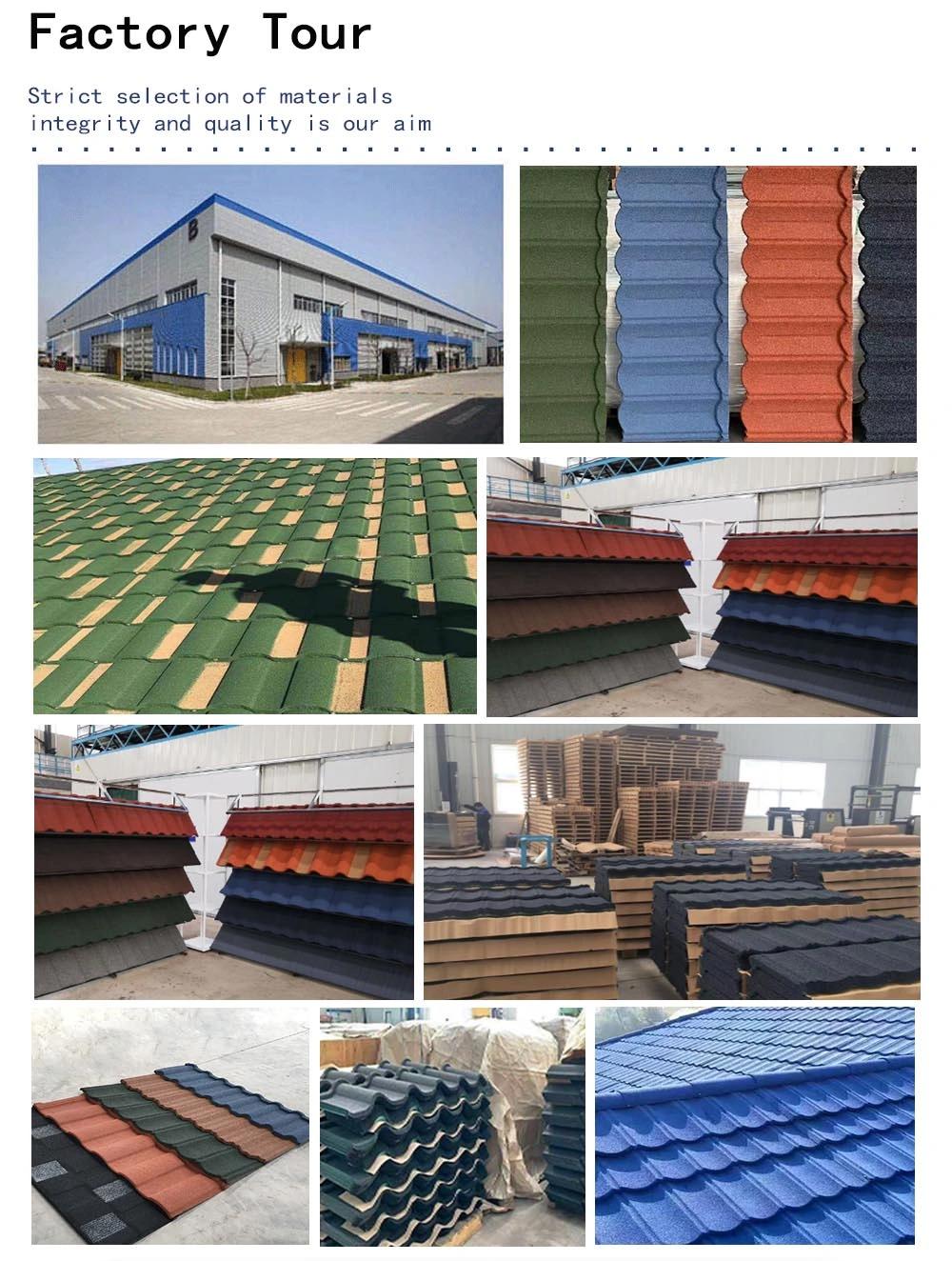 China Building Material Shingle Roofing Tile Villa House Cheap Stone Coated Metal Roof Tile Metal Roof Tile Color