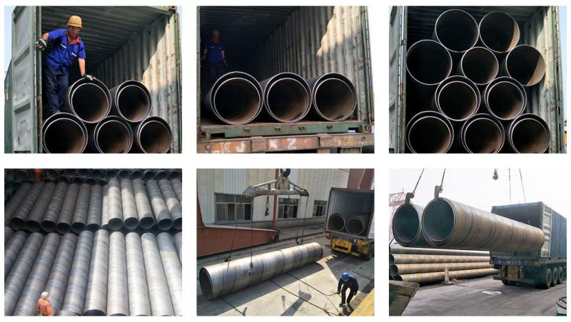 API 5L X42 X46 X52 X56 X60 Psl1 Psl2 Q345b Black Painted Mild SSAW Hsaw Spiral Welded Steel Pipe for Construction/Piling