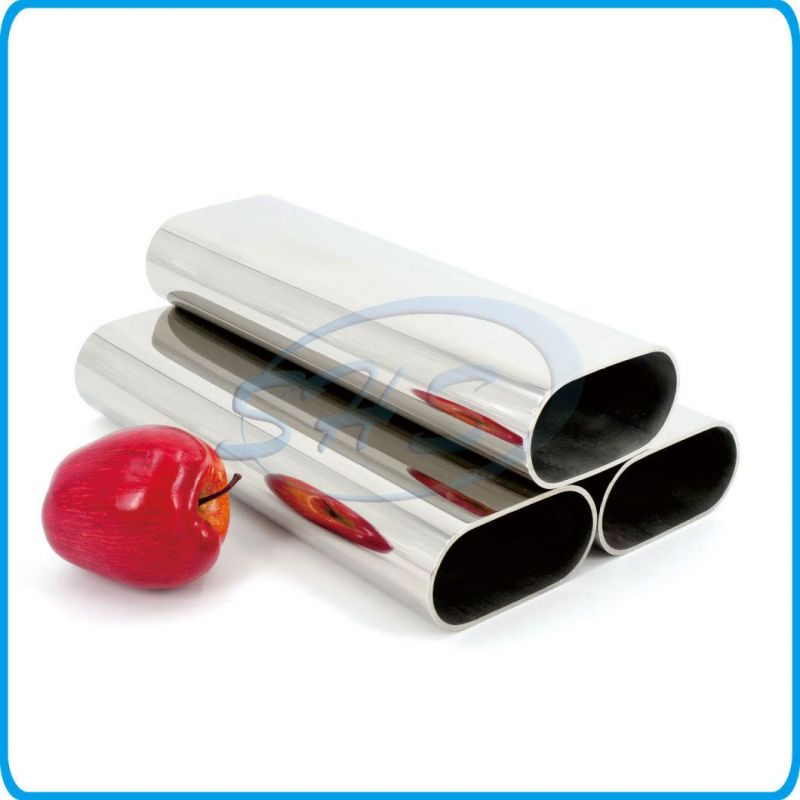 Stainless Steel Flat Sided Oval Pipes (Tubes) in Mirror Finish for Furniture