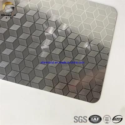 Ef212 Original Factory Sample Free Decoration Projects Door Panels Silver Cube Style Stamped Stainless Steel Plates