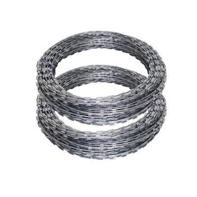 Low Price Concertina Razor Barbed Wire Coil Galvanized Barded Wire Iron Wire Cross Razor Silver White or PVC Colour Protection