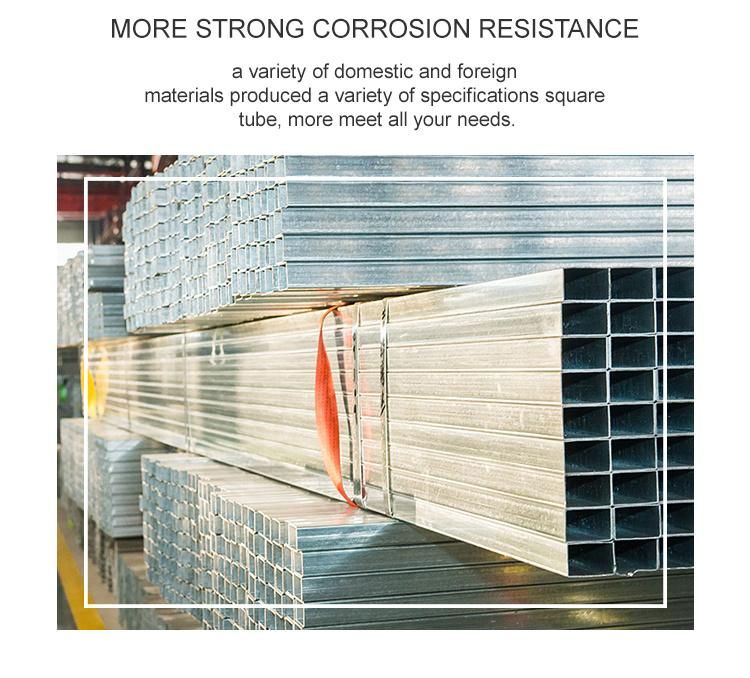 DN50 40X40 Hot Dipped Galvanized/Pre-Galvanized Steel Pipe Ms Square Tube for Agriculture