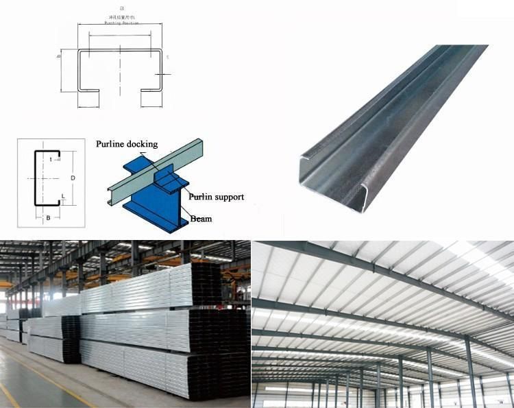 Galvanized C Channel Steel C Purlin Construction Section Roof Purlin