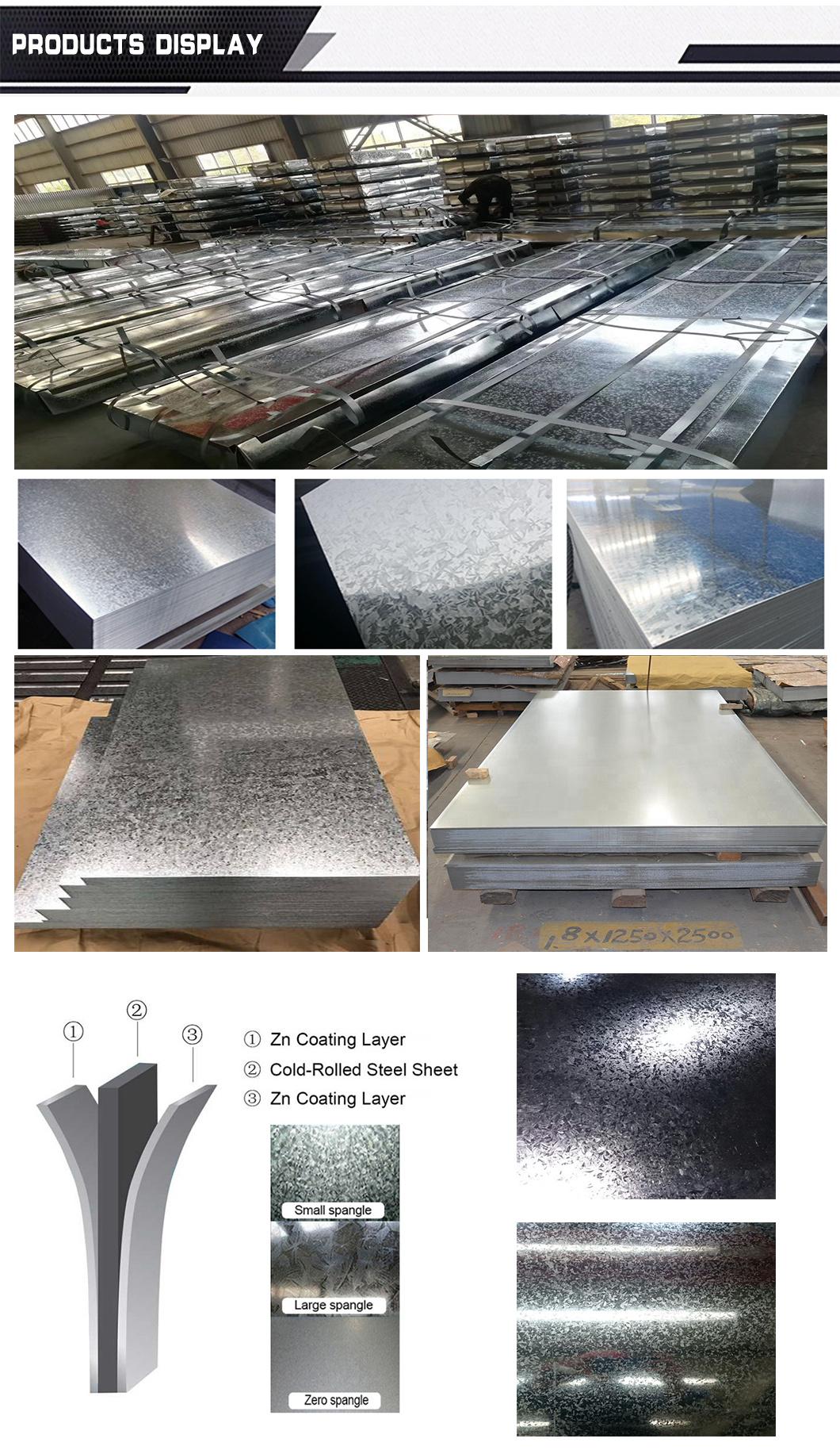Gi Sheets SGCC G90 Hot Dipped Dx51d ASTM A653 Zero Regular Spangle Building Roofing Material Zinc Coated Galvanised Steel Plate