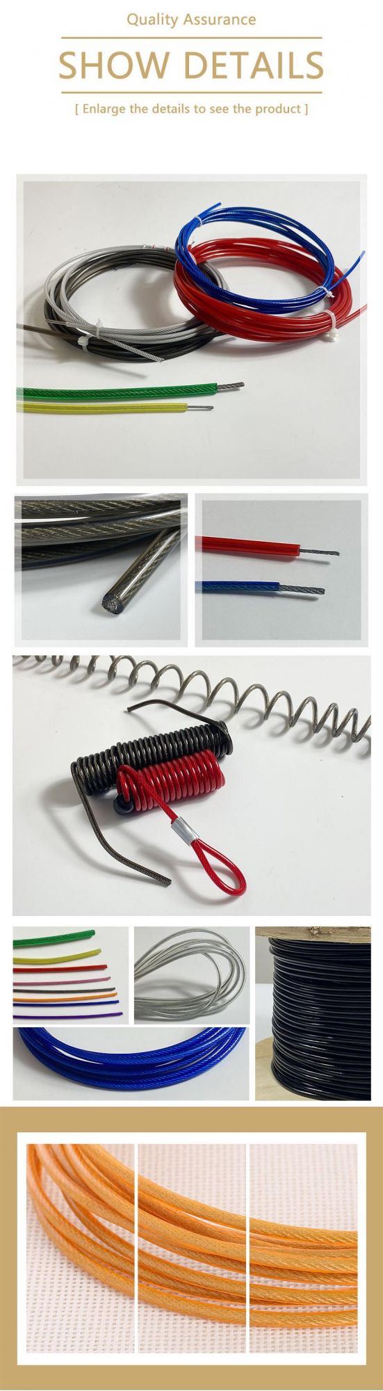 Black Color Coated Steel Wire Rope 7*7 PVC/Nylon Coated Steel Wire Rope