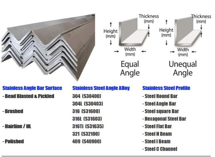 Ss 304 316 Stainless Steel Angle Bar Manufacturer