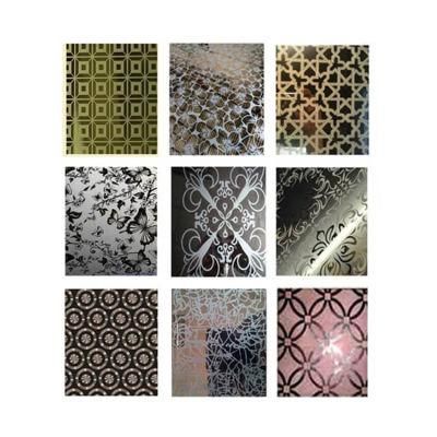 Design Patterns Grade 304 316 Mirror Etched Stainless Steel Sheet in PVD Color Coating for Lifts Decoration