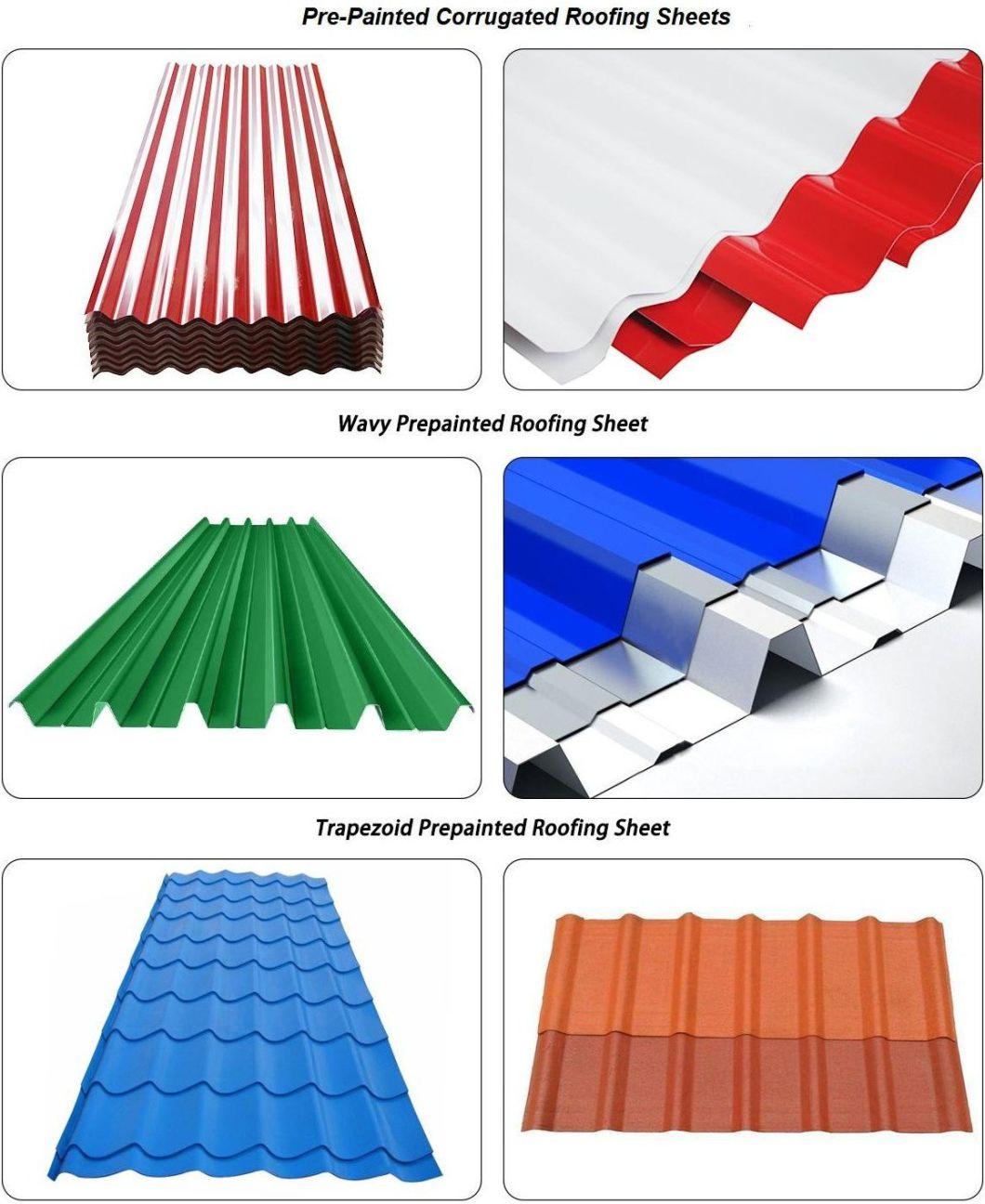 Stock ASTM 0.12-2.0mm*600-1250mm Corrugated Steel Construction Material PPGI Roofing Sheet Factory