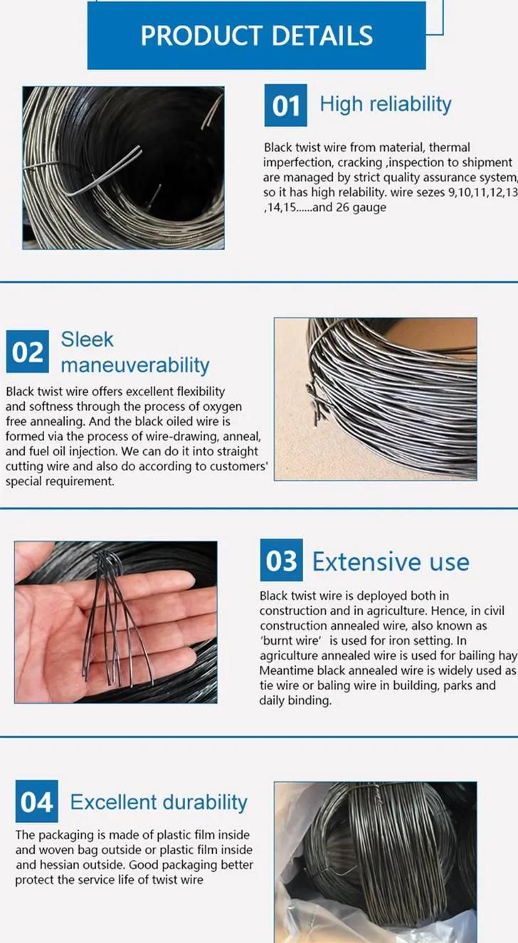 Black Steel Binding Wire Factory Annealed Steel Black Wire for Construction