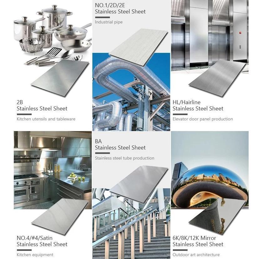 Decorative Cold Rolled Stainless Steel Metal Sheet 2b Ba Hairline Mirror Finish ASTM Ss 201 304 316 430 904L 2205 Duplex Stainless Steel Plate for Construction