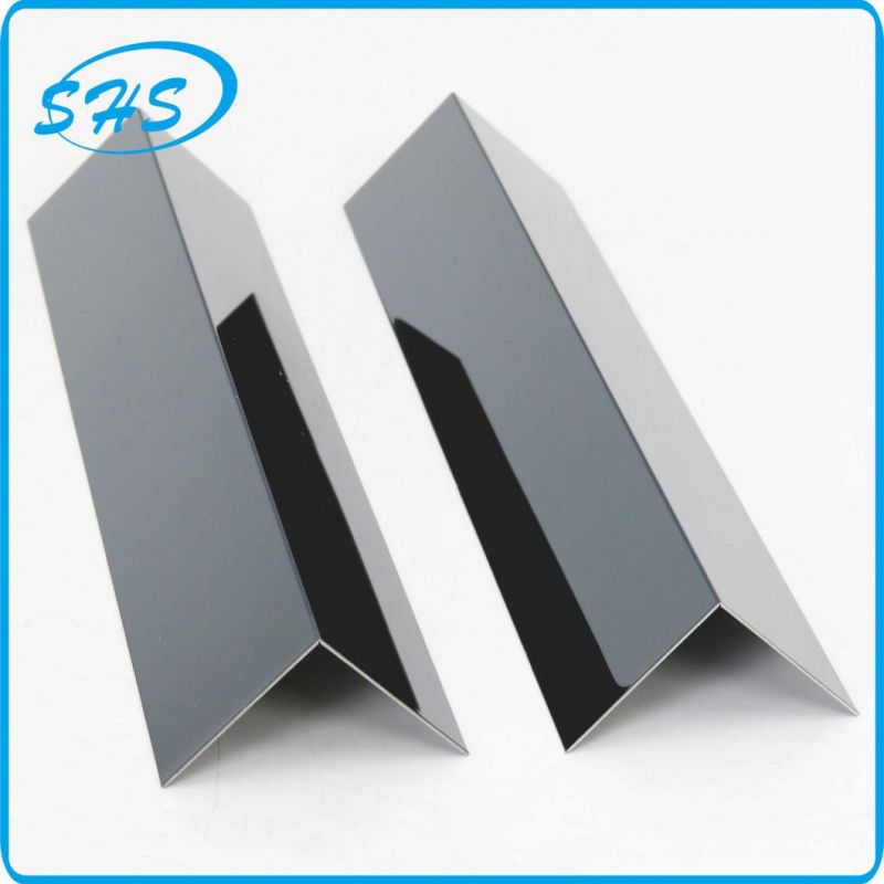 Stainless Steel V-Shape Angles Trims with Ti-Black Color 800 G Mirror Finish for Decoration Material in Construction