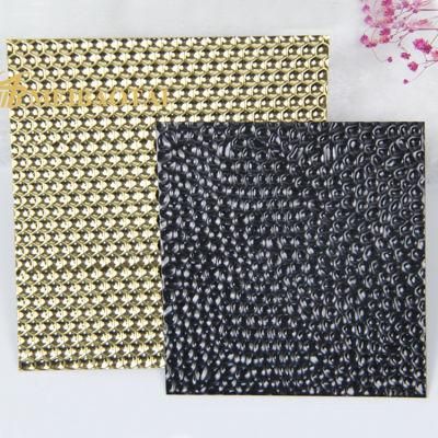 High Standard 4ftx8FT 0.55mm Golden Black Silver Honeycomb Design Stamped Technology Decorativon Wall Ss Plate 201 Stainless Steel Sheet