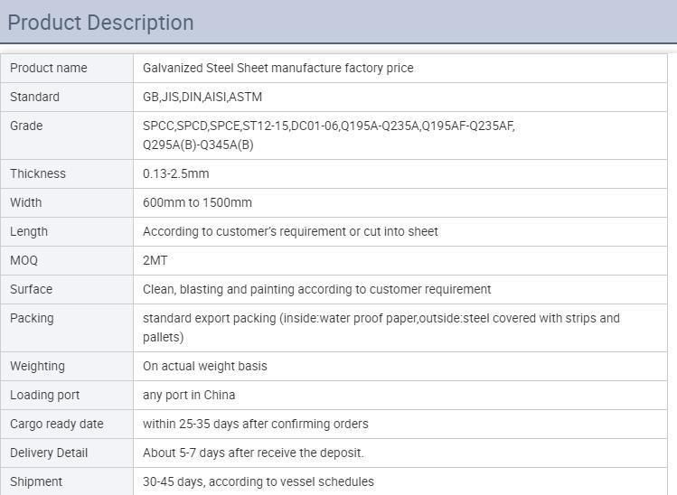 Gi/Zinc Coated Cold Rolled/Hot Dipped Galvanized Steel Coil/Sheet/Plate/Strip