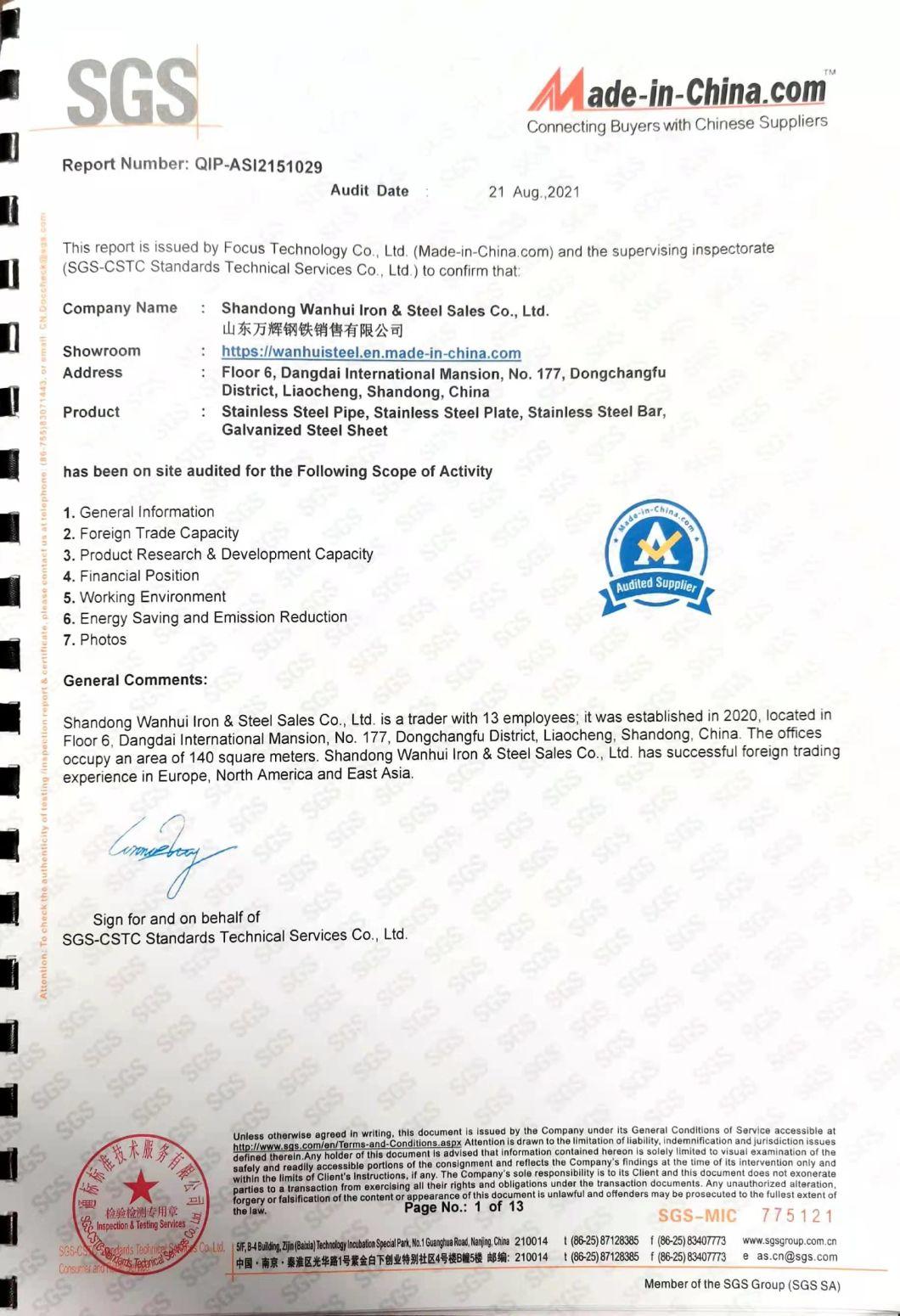 AISI ASTM Stainless Steel Plate 201/304/316/321 with Hot and Cold Rolled