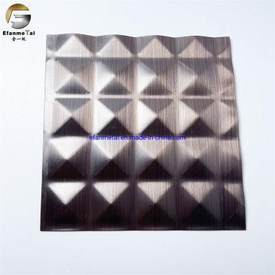 Ef285 Original Factory Sample Free Kitchenware 3D Panel 0.8mm 201 Grey Mirror Middle Grain Embossing Stainless Steel Plates