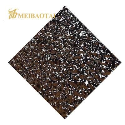 SUS 304 Elevator Mirror PVD Coated Stamped Ripple Panel Decorative Ceiling Panel