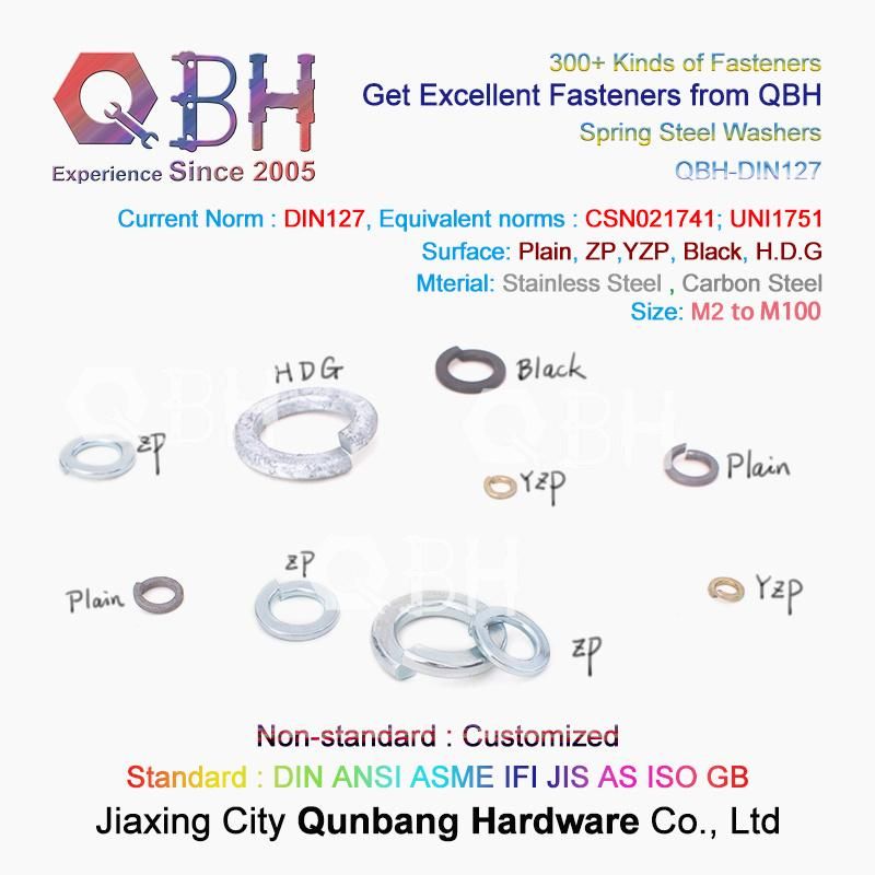 Qbh OEM ODM DIN127A DIN127b Plain/Zinc/ Color-Zinc Yellow Zinc Plated Carbon Steel/Stainless Steel Customized DIN 127 a B Spring Washer Coil Spring Shim