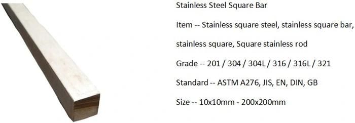 35mm Hot Rolled Square Stainless Steel Bar AISI304 316 321 201