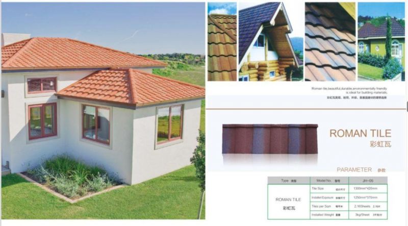 China Roofing Material Types Al-Zn Stone Coated Metal Roofing Tile Factory Warehouse Roofing Material