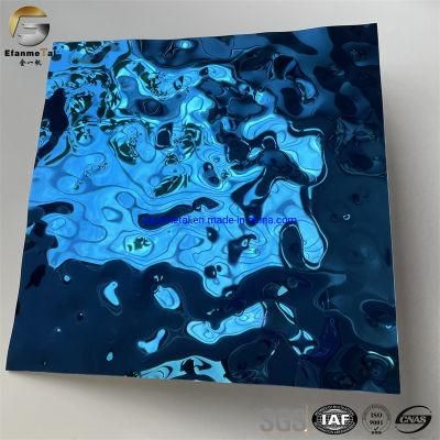 Ef155 Original Factory Sample Free Wall Ceiling Decorations Sapphire Blue 3D Embossing Water Ripple Stainless Steel Sheets